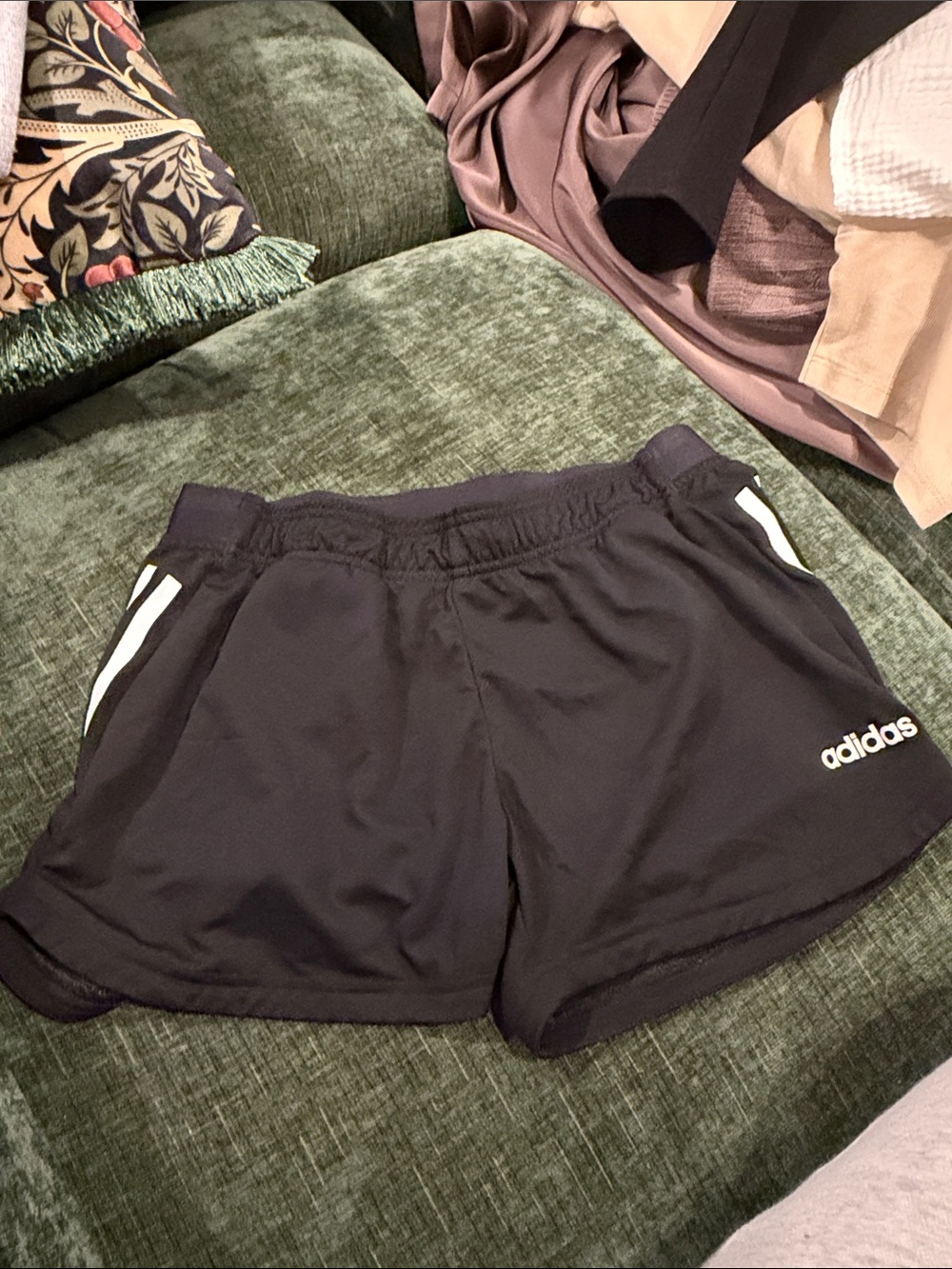 adidas Women's Black Athletic Shorts with White Stripes